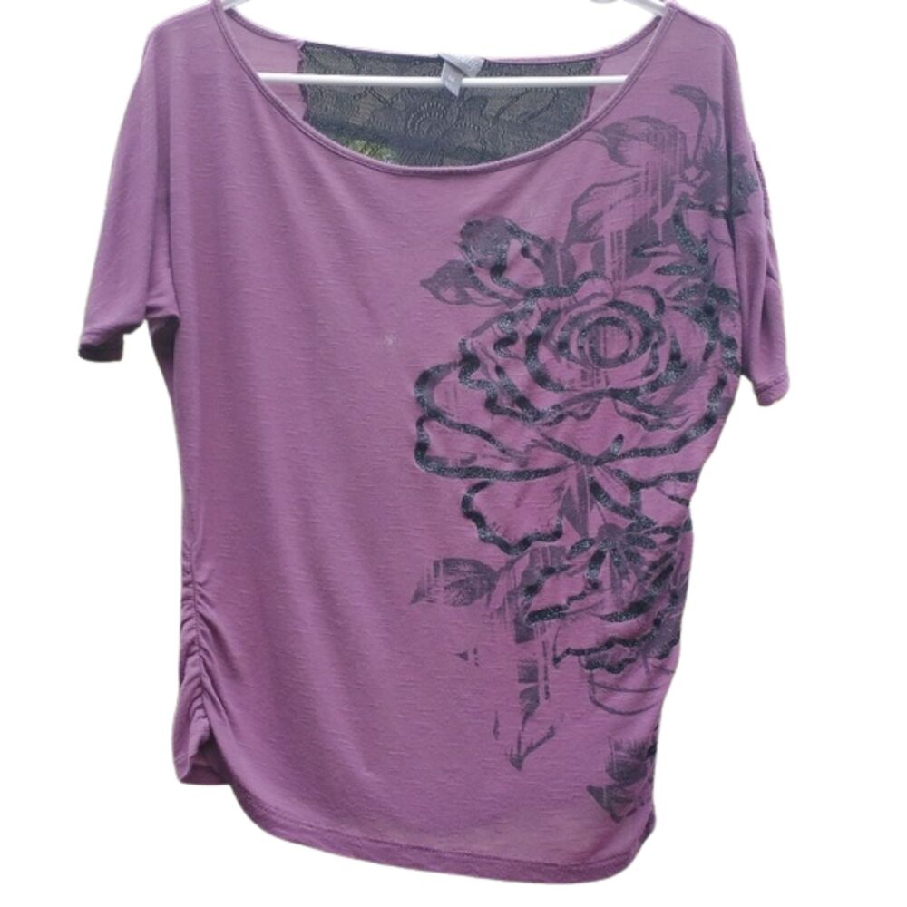 Y2K Soft Grunge Dark Romantic Lace Floral Ruched Casual Graphic Going Out Top